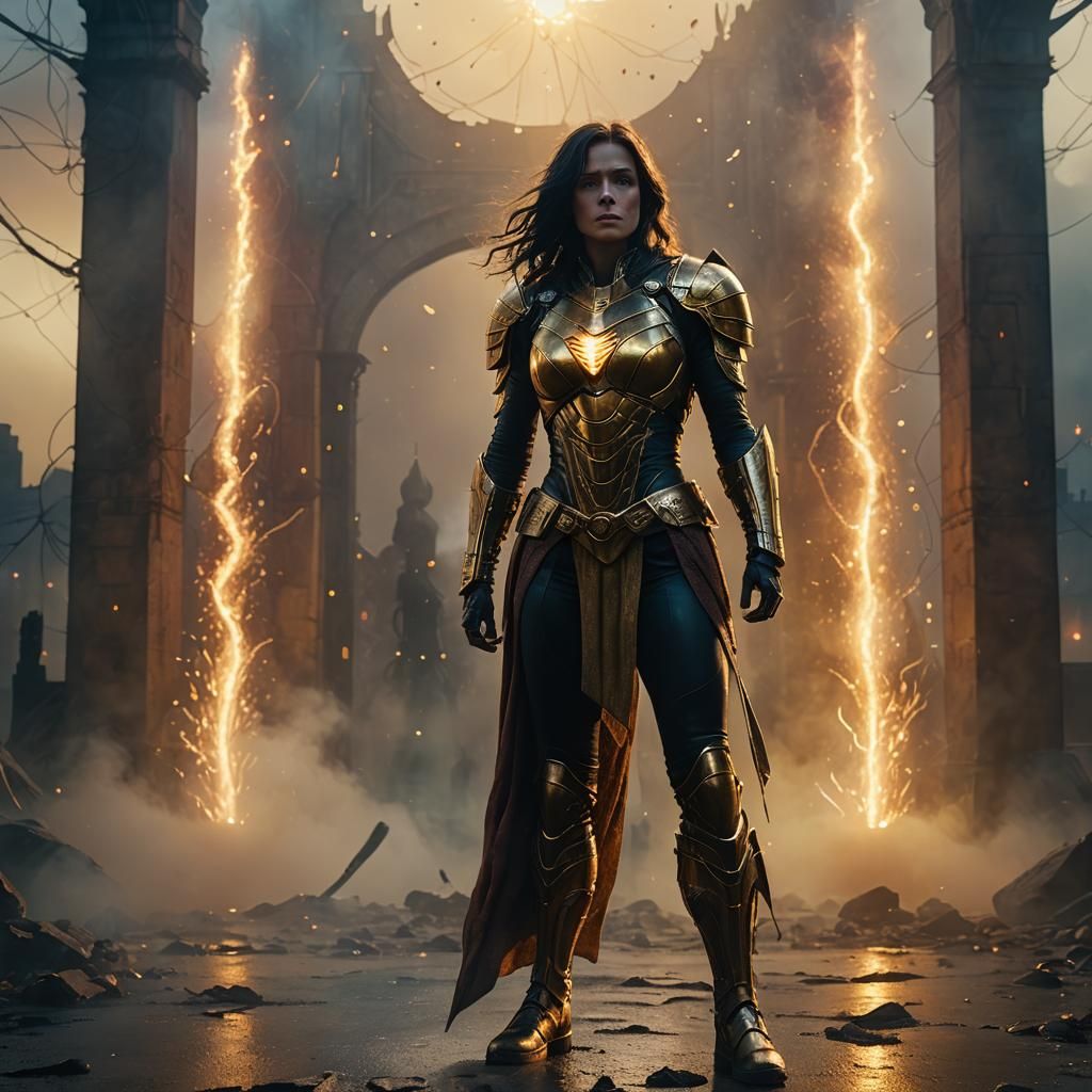 Fantasy Superhero in Dreamlike Arena, Digital Matte Painting