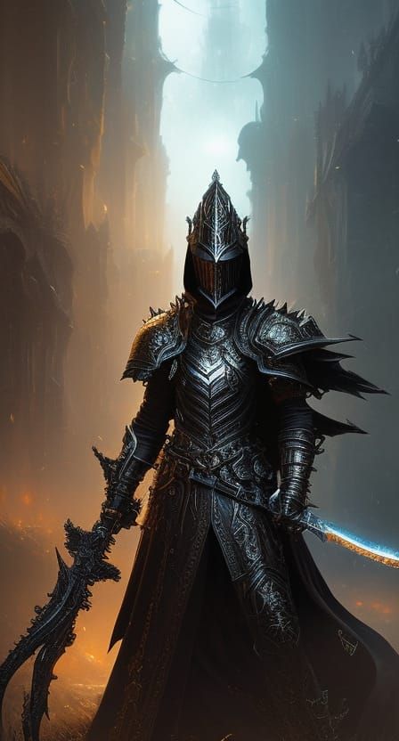 Dark Fantasy Death Knight in Ornate Armor