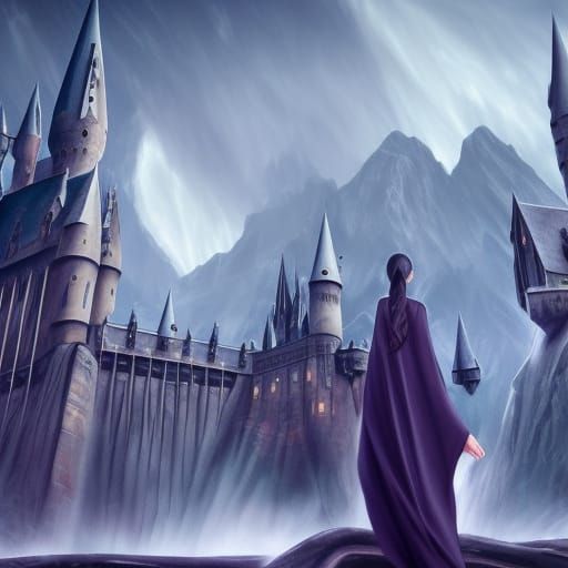 Girl in Slytherin Uniform at Hogwarts, Detailed Digital Art