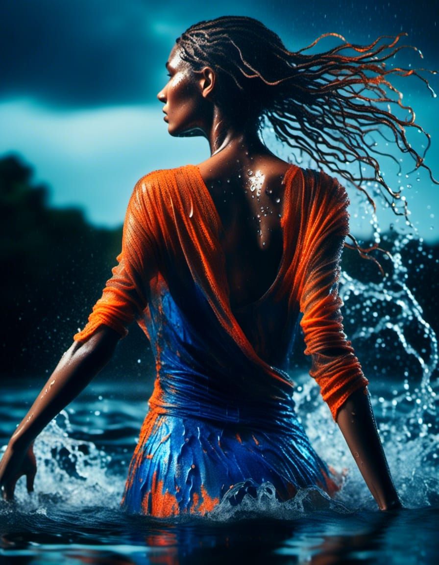 Fashion Photography: Woman in Splashing Water