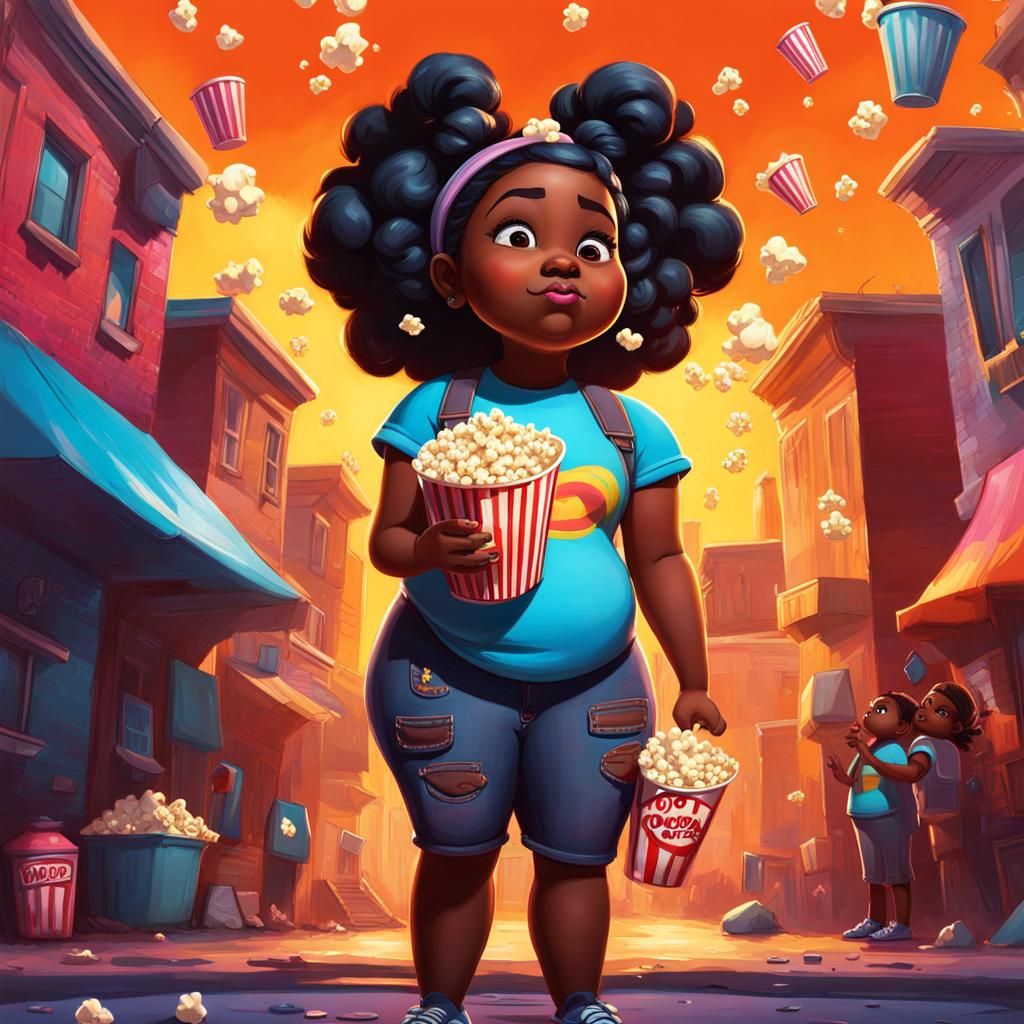 Colorful Graffiti Art of Girl Watching TV