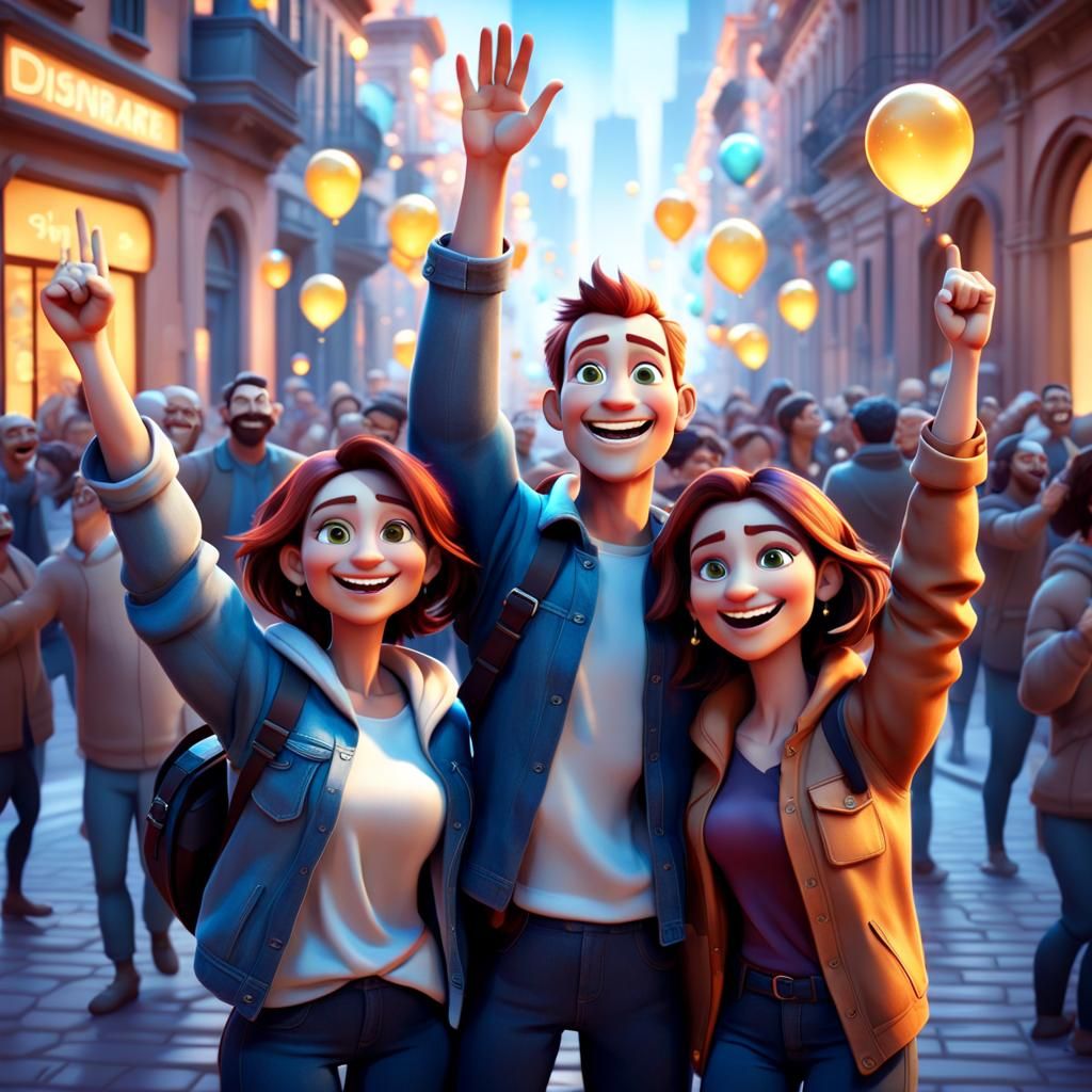 Couple Celebrates New Year's in 3D Digital Art