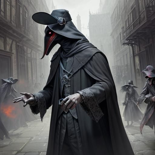 Plague Doctor Exorcism: Hyperrealistic Splash Art