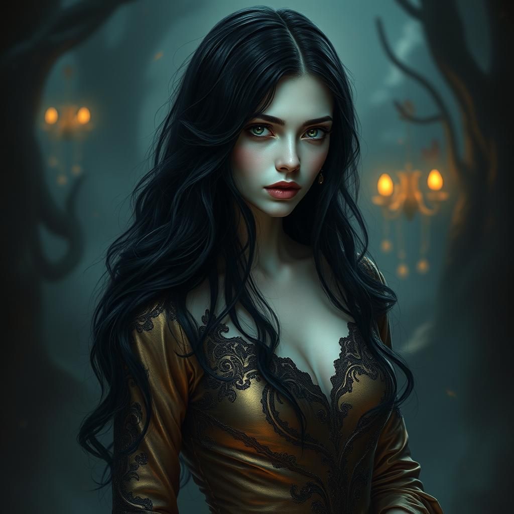 Elegant Vampire Woman in Ethereal Matte Painting