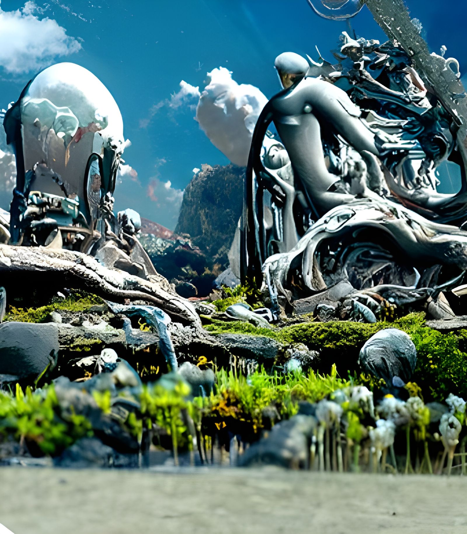 Steampunk alien space ships and people microverse to multilayer beautiful detailed miliobn fractal artwork