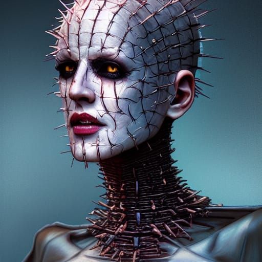 Pinhead Portrait in Cyberpunk Style