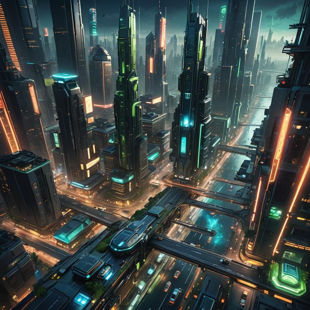 Futuristic Metropolis Concept Art in Fantastical Realism