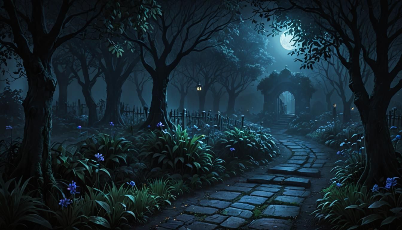 Enigmatic Dark Garden Path