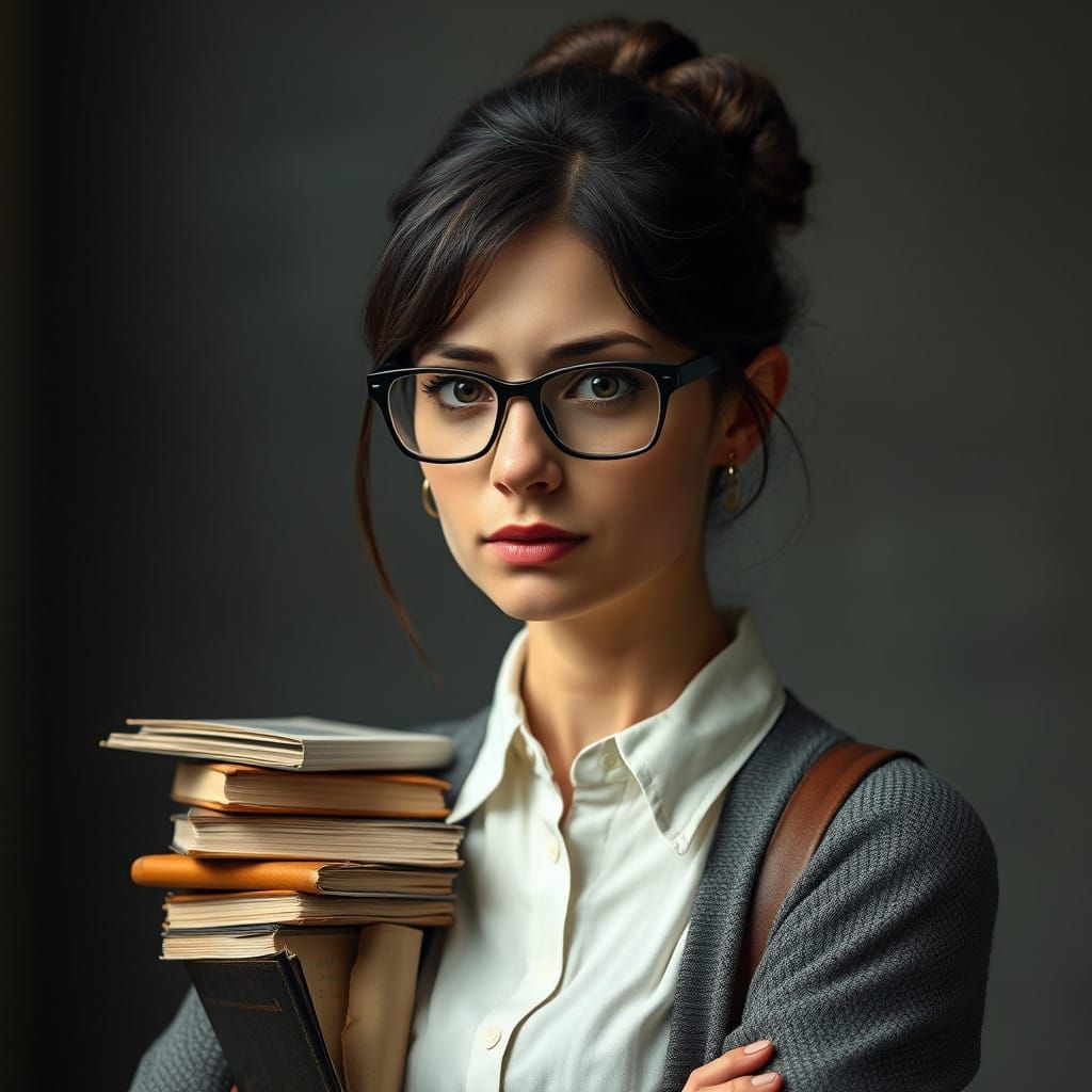 Evelyn Blackburn, Bespectacled Academic in Whimsical Portrai...