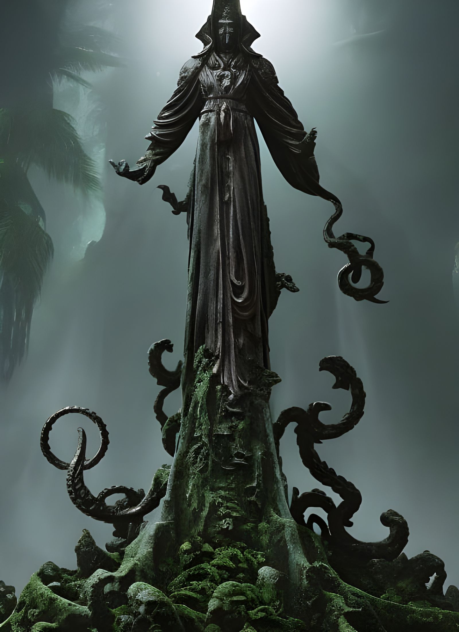 Lovecraftian Statue of an Outer God in Jungle