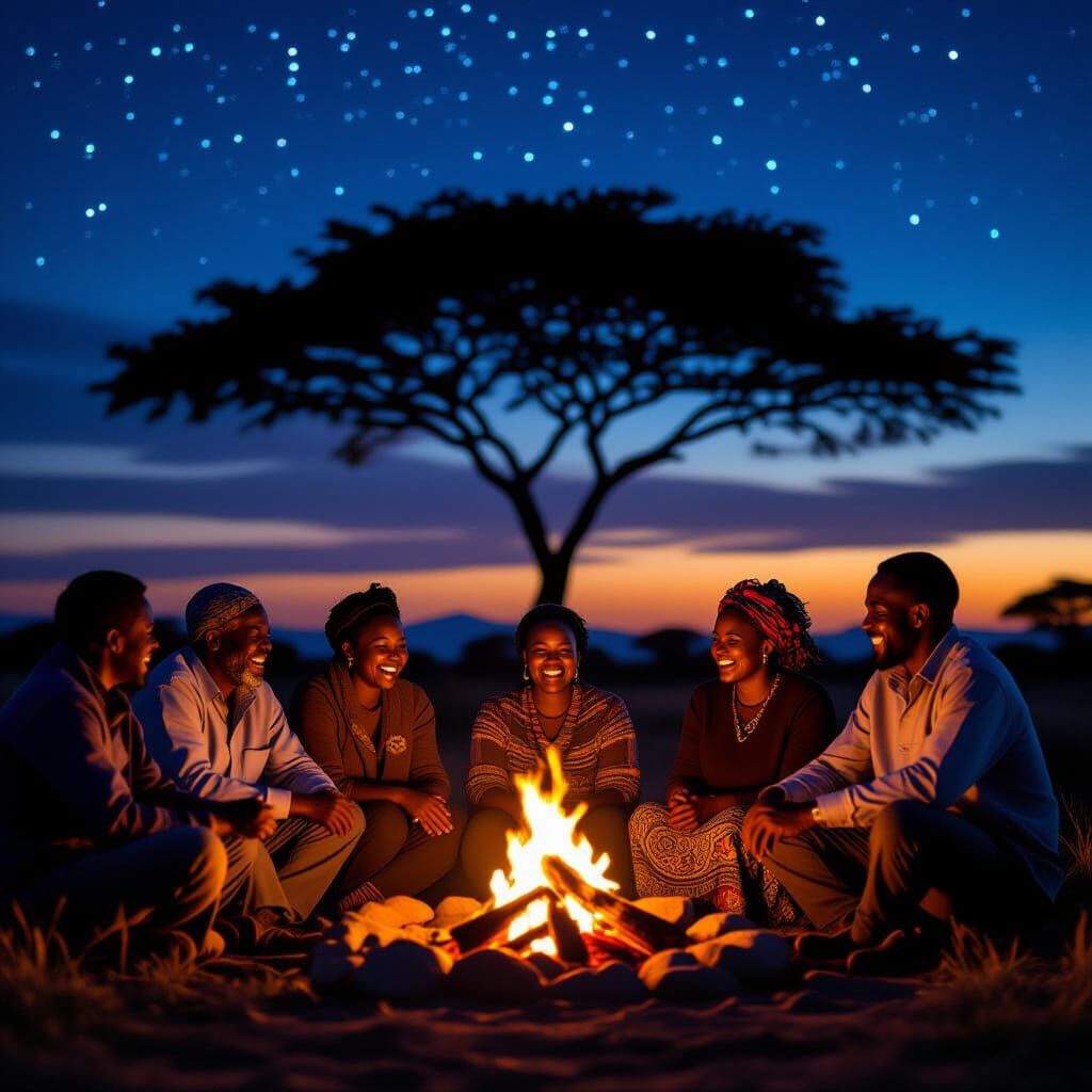 Zimbabweans Share Stories by Firelight Under Starry Sky