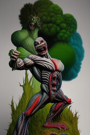 Muscular Demon in Biopunk Style Digital Illustration