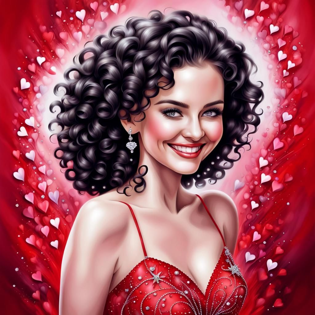 Valentine's Airbrush Portrait of Smiling Woman