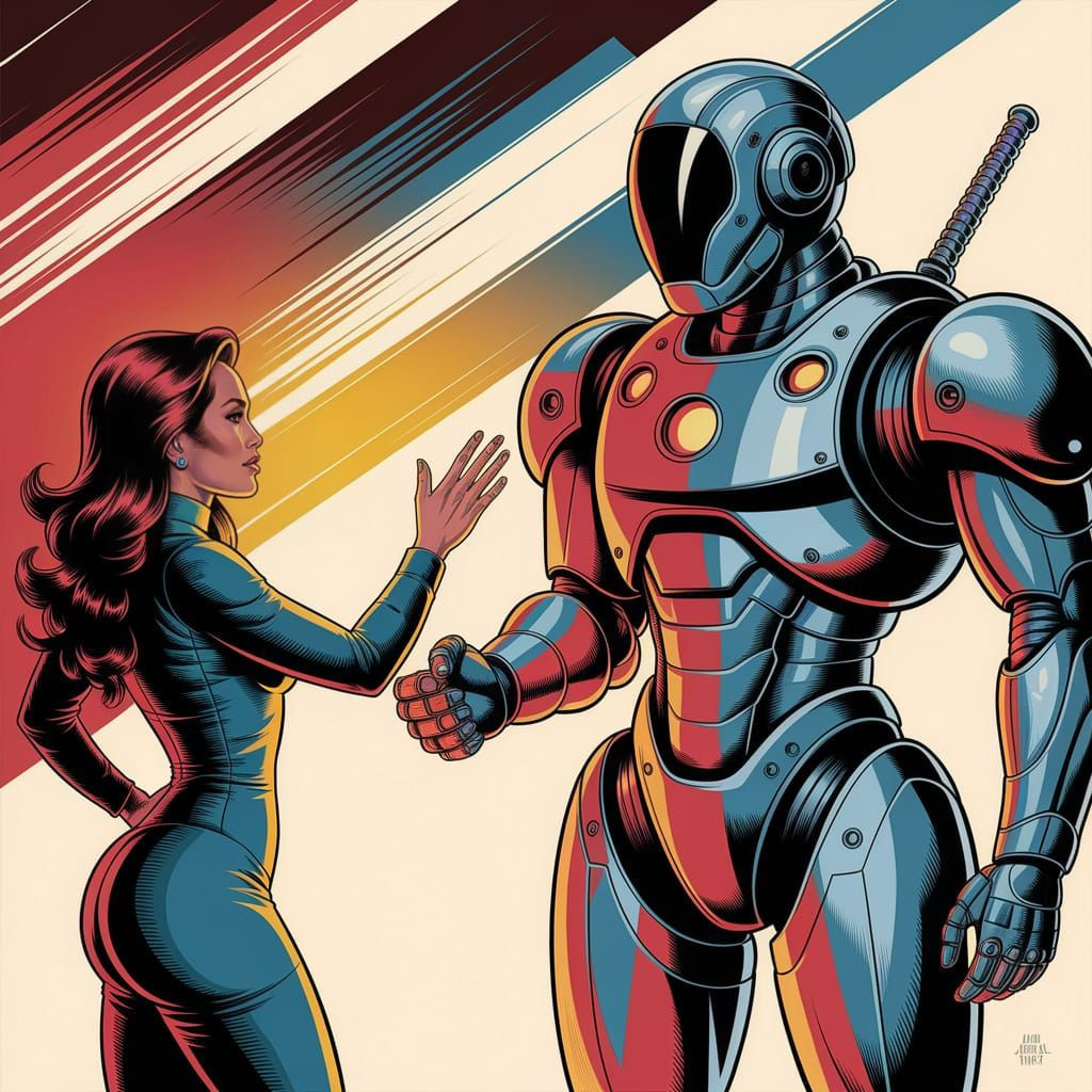 Elegant AI Warrior Meets Hollywood Glamour in Cyberpunk Oil ...