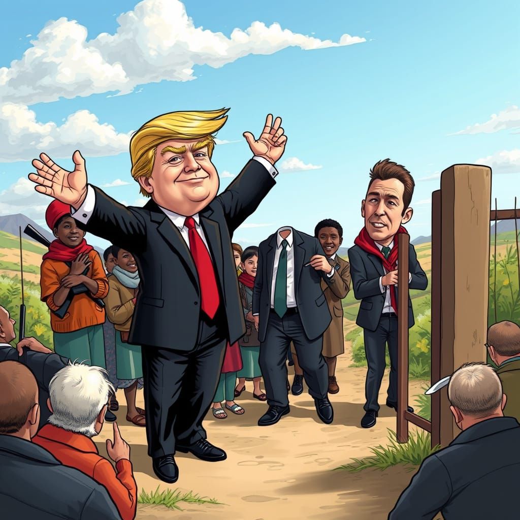 Satirical Caricature: South African Refugees Welcome