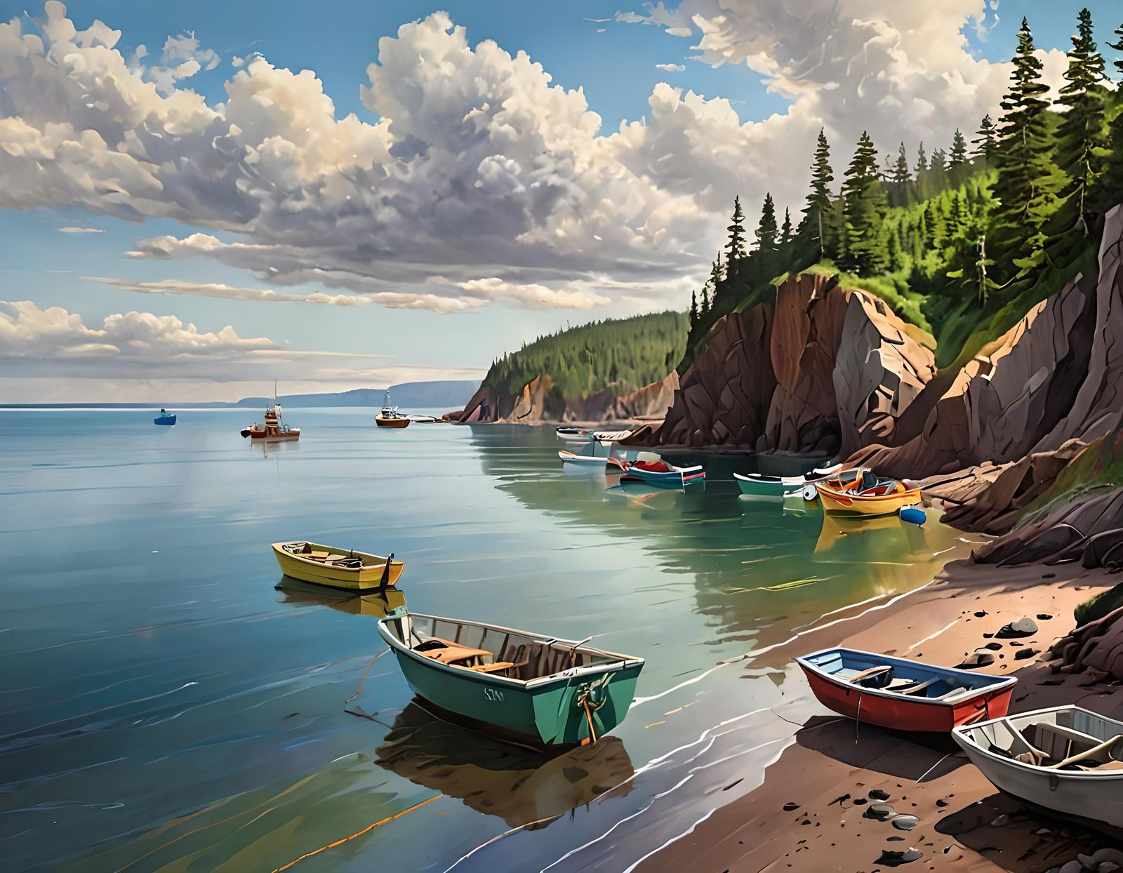 Bay of Fundy Fishing Boats Oil Painting