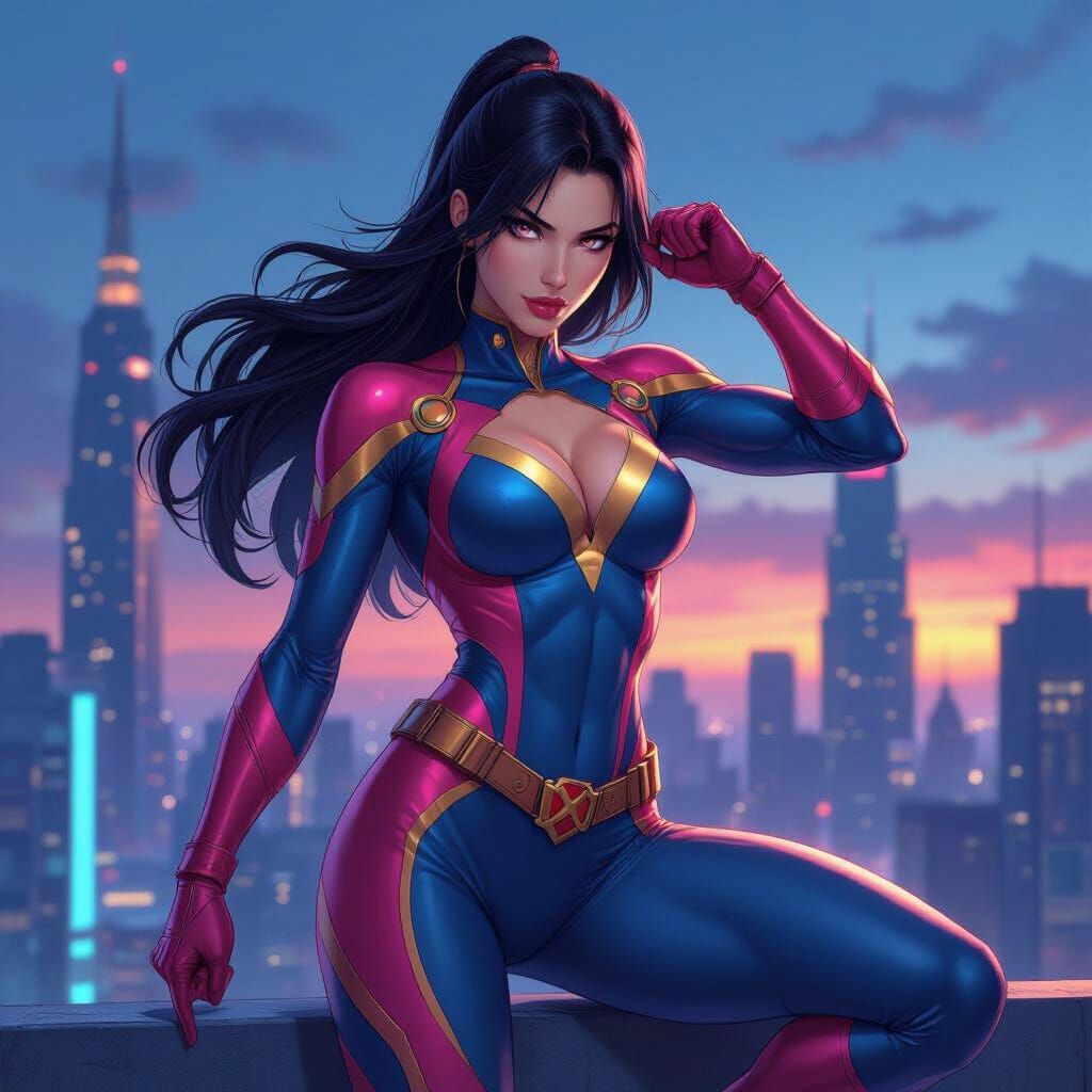 Superheroine in Dynamic Pose, J. Scott Campbell Style