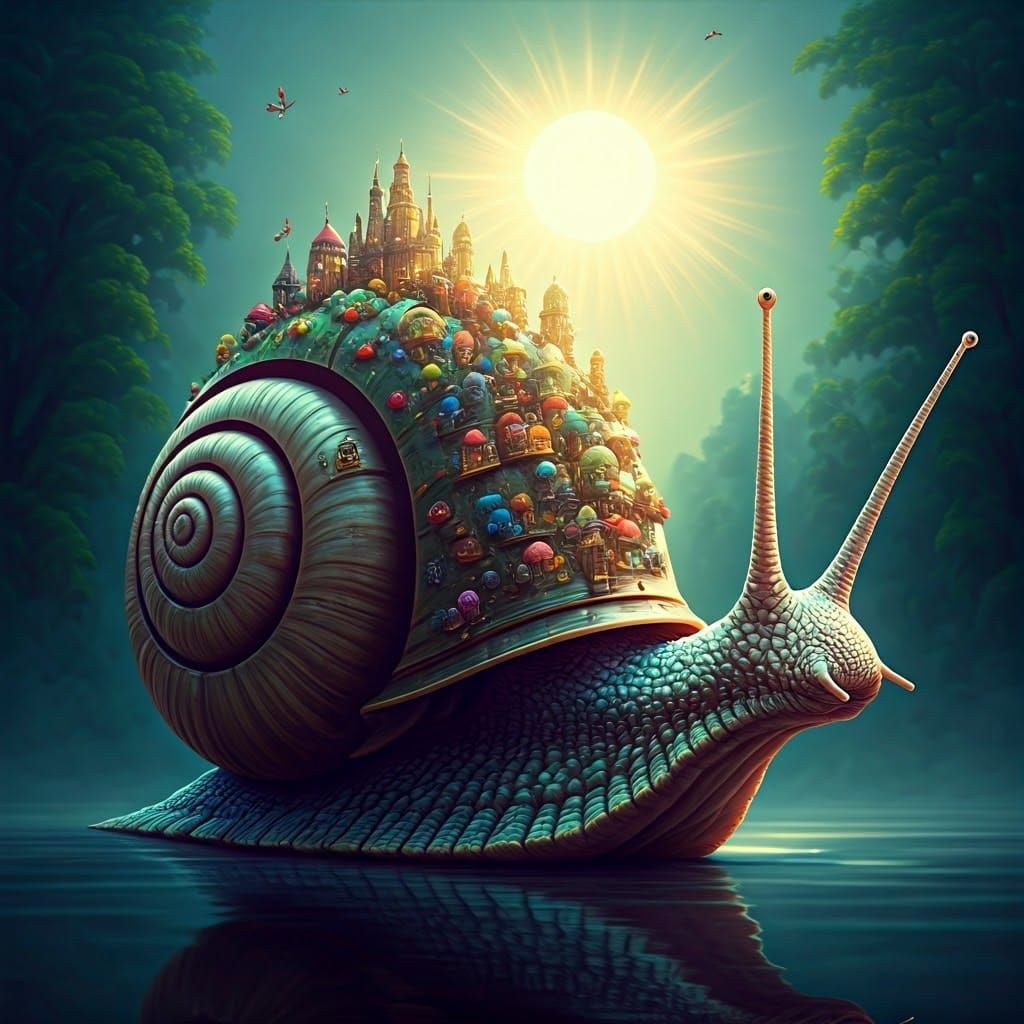 Giant Snail City: Ethereal Fantasy Landscape