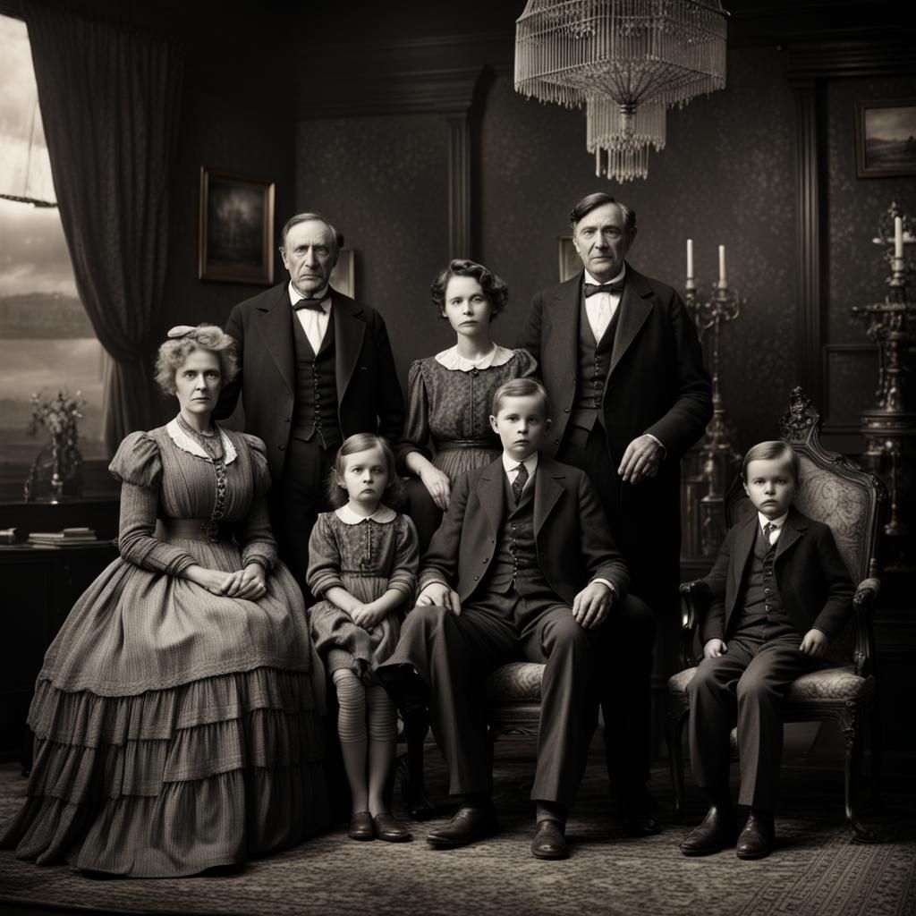 Classic Black and White Family Photo