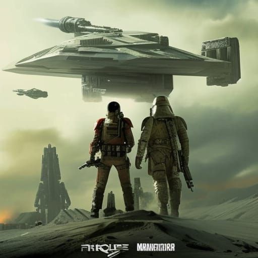 Spacecore Mechanical Gargoyle Marine in Acrylic Art Style