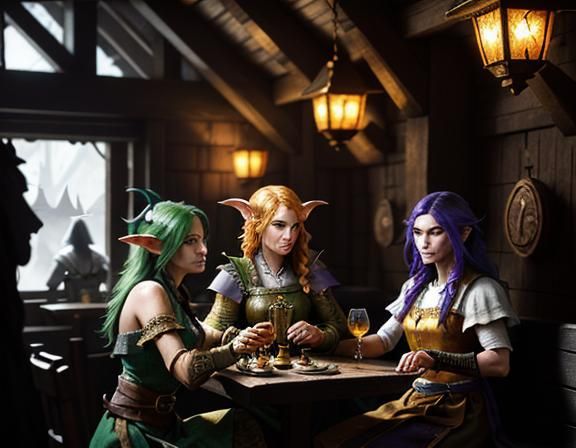 Goblin Cocktail Party in a Fantasy Tavern