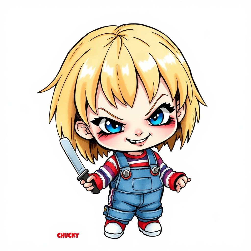 Cute chibi girl dressed up as chucky