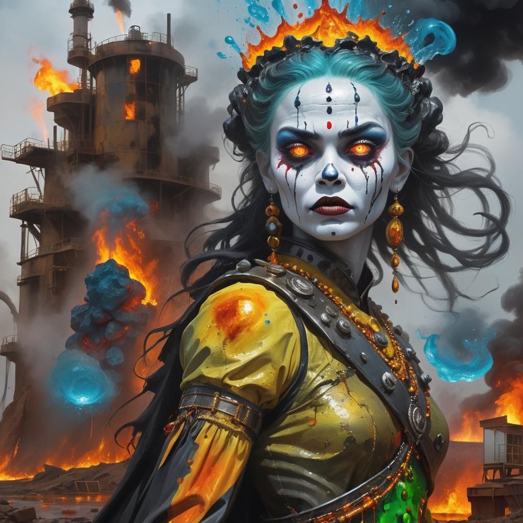 Petroleum Goddess Unleashes Wrath of Oil Geyser