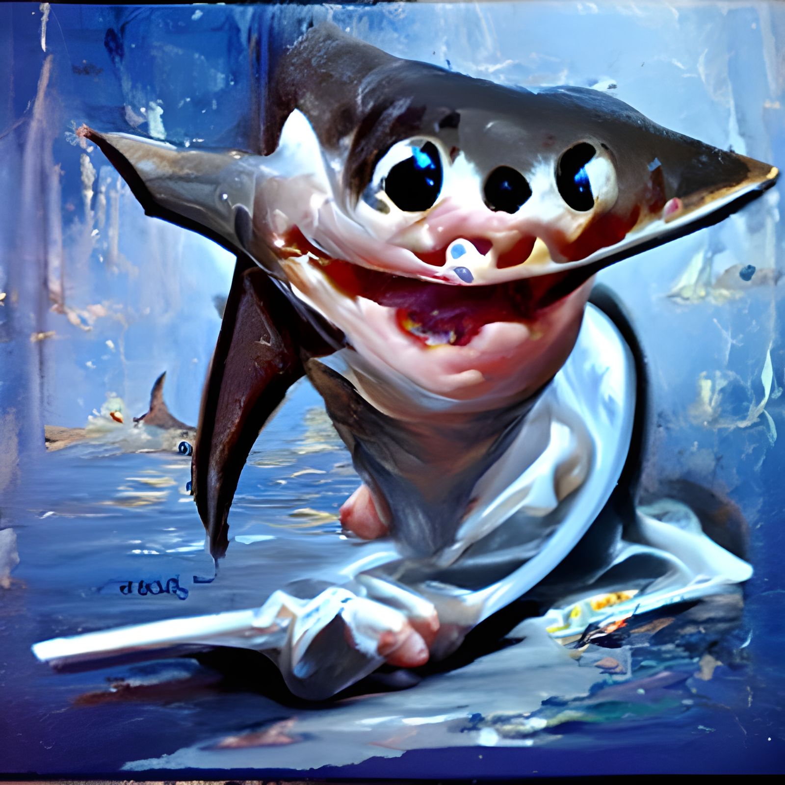 Baby Shark in Oil Painting Style