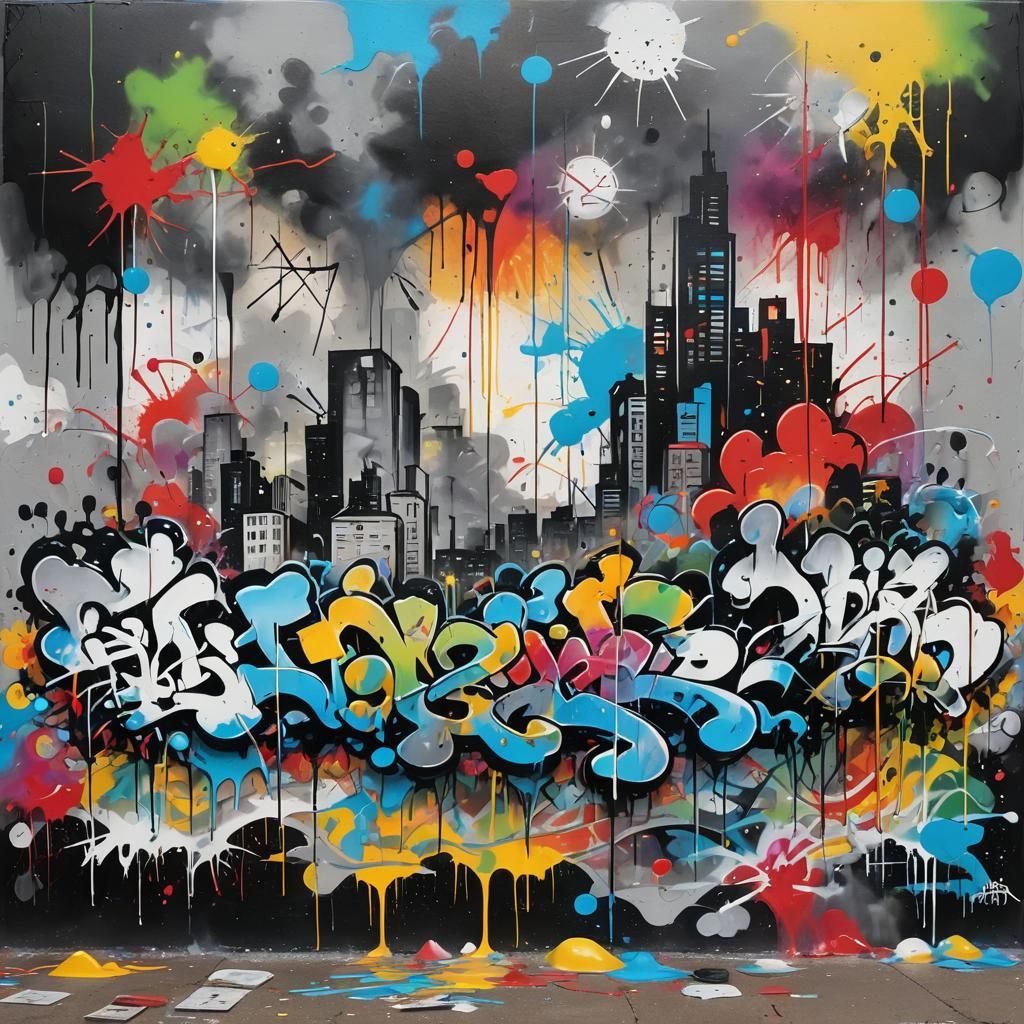 Philosophical Graffiti Art with Colorful Polychromatic Detai...