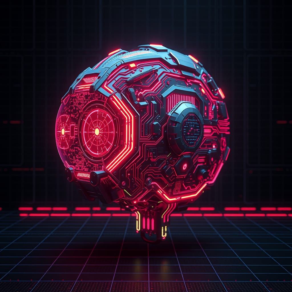 Futuristic Digital Entity with Glowing Circuitry