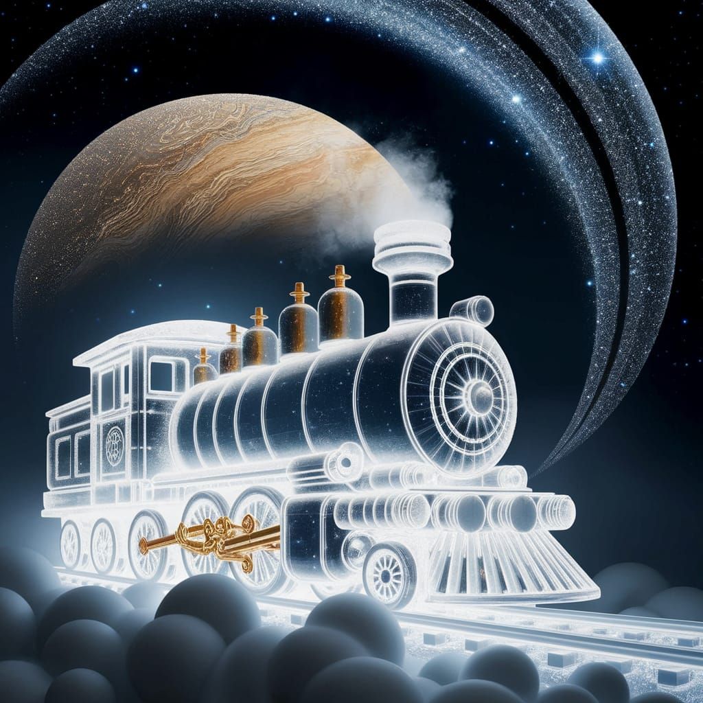 Ethereal Locomotive Glides through Celestial Clouds in Majes...