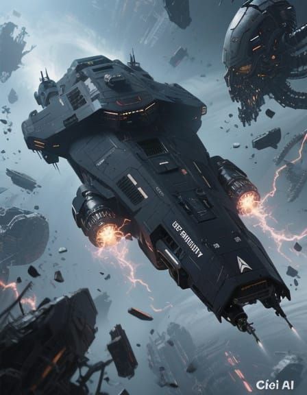 Experimental Starship Bradbury NX-72307 in Deep Space