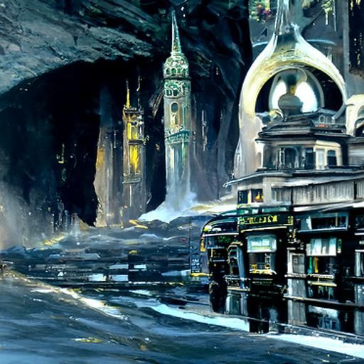 Enigmatic City of Secrets: Oil Painting