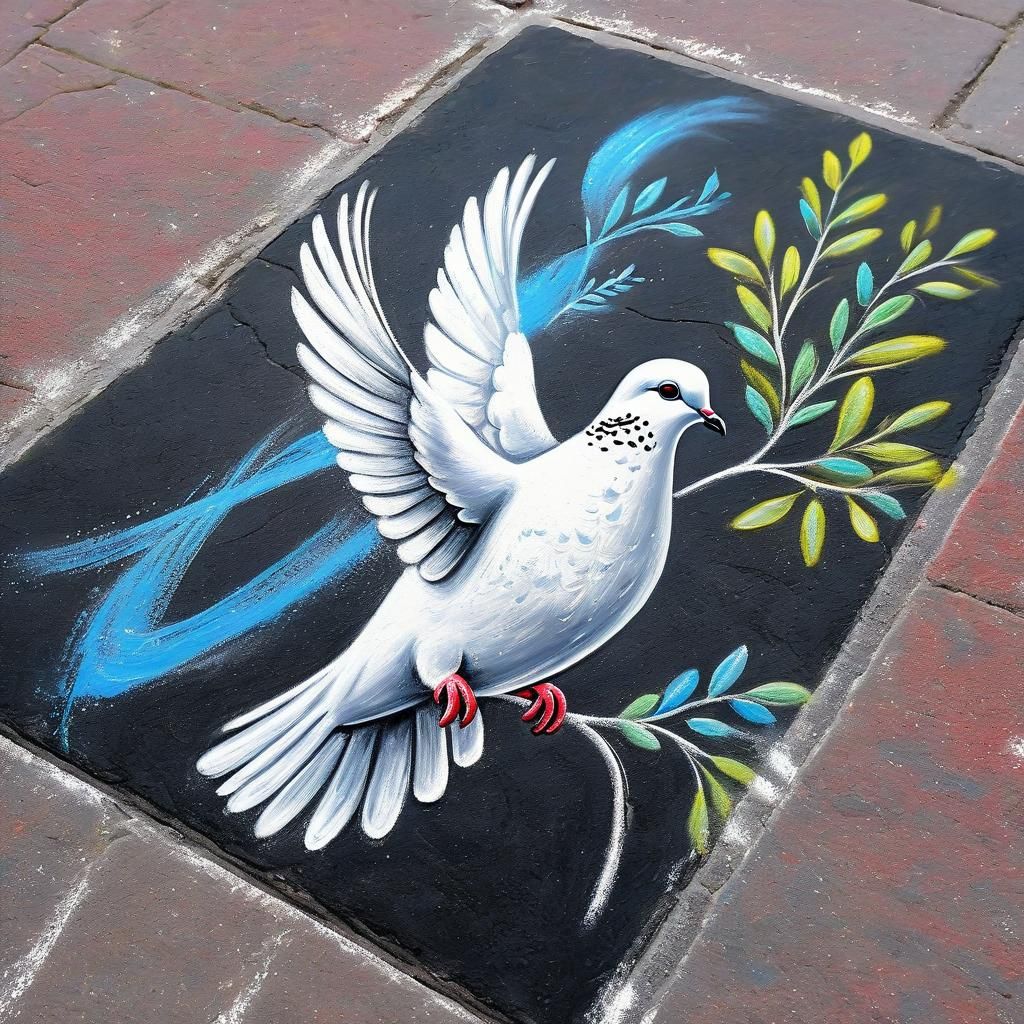 Bird of peace. chalk art