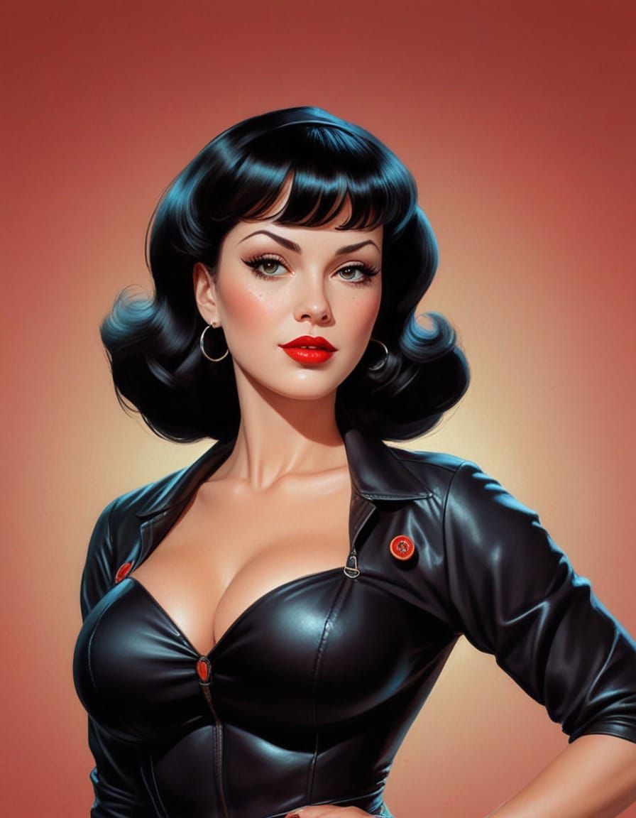 Aetherpunk Pinup Woman Portrait in Retro Sci-Fi Style