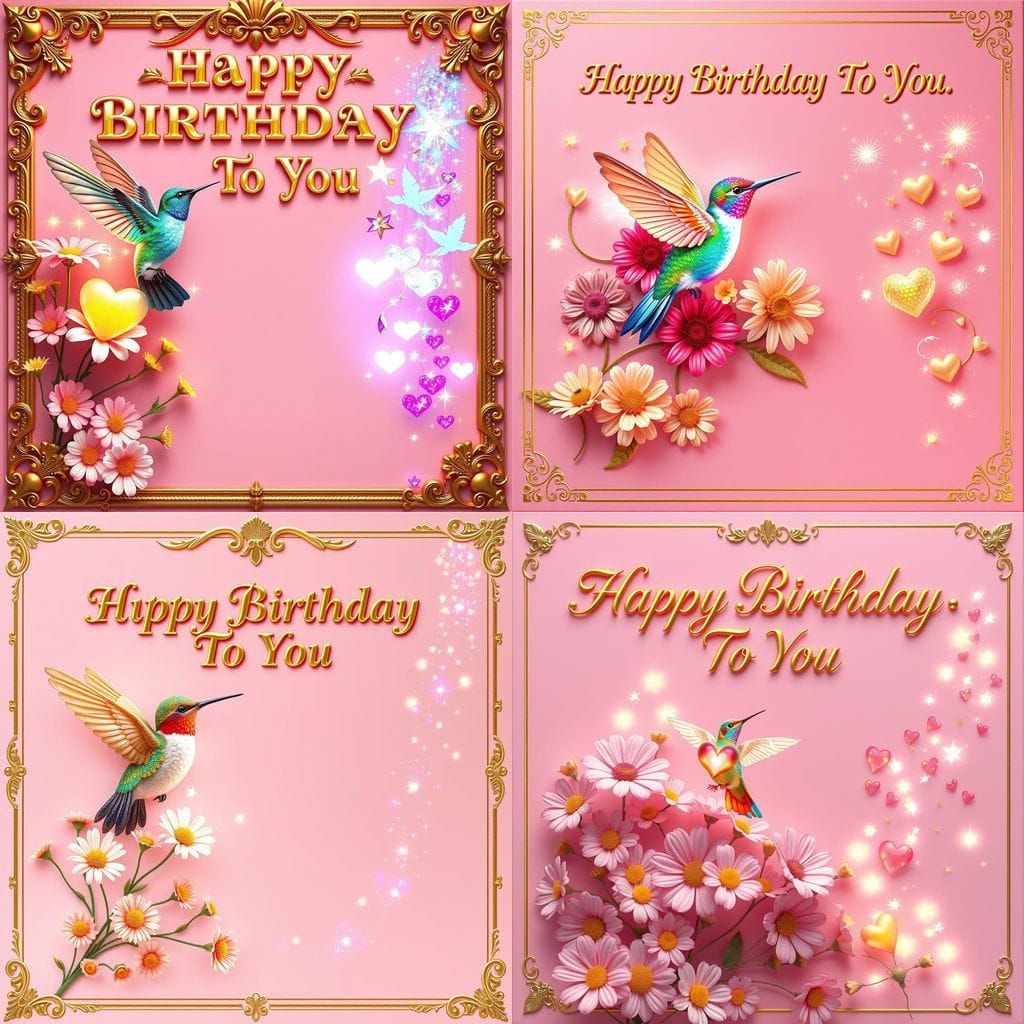 Baroque Birthday Greeting Card with Gold Accents and Vibrant...