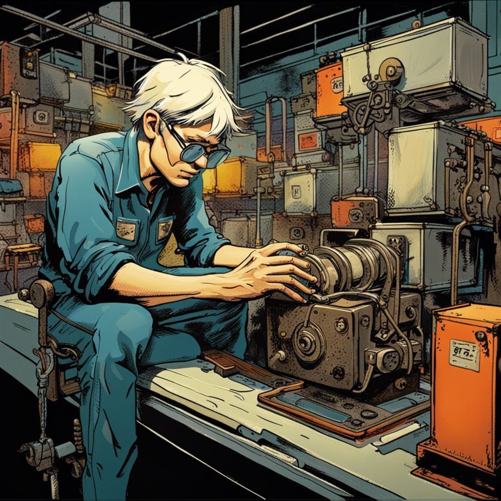 Factory Worker in Pop Art Style