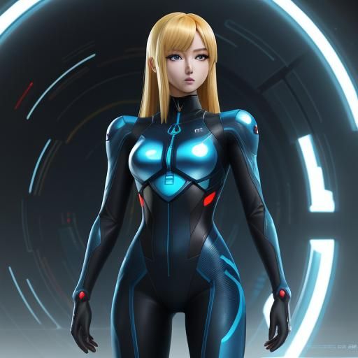 Samus in Zero Suit: 3D Anime Art