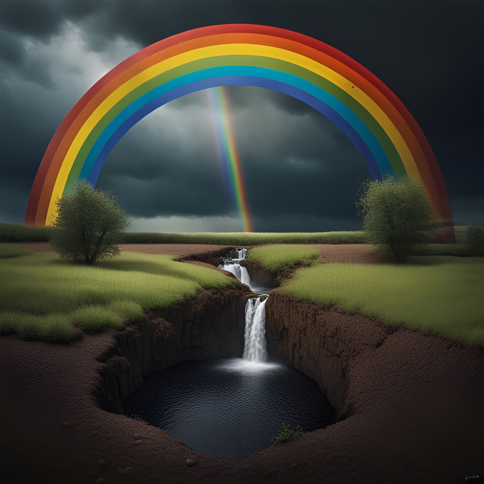 Rainbow in the Dark (mixed media, surrealism)