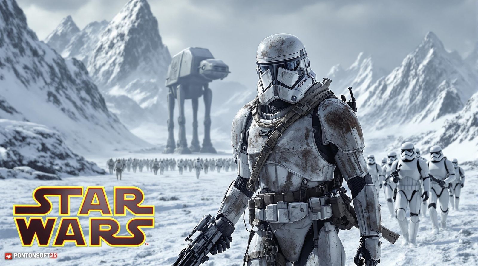 Death Star Troopers March into Battle on a Frozen Landscape