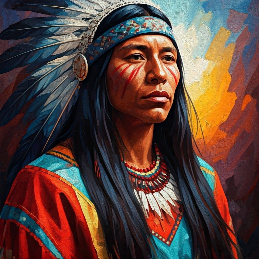 Indigenous Peoples Day Oil Painting in Expressionist Style