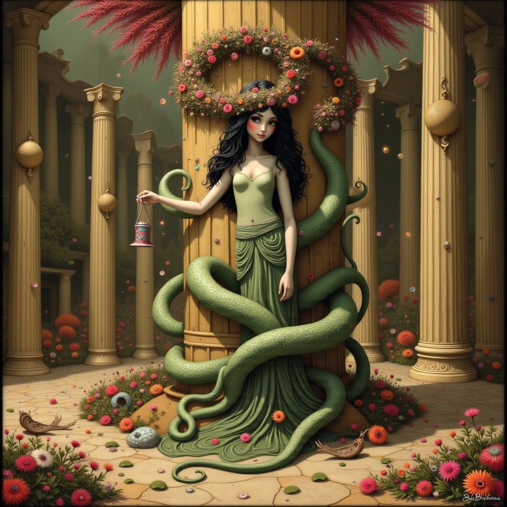 Agathos Daimon in Art Nouveau Style