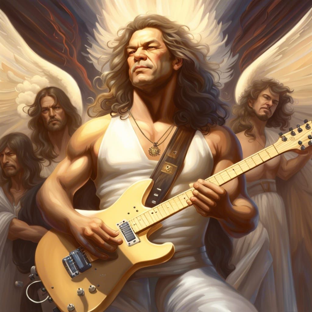 Rock Guitarist Ascends Surrounded by Angels in Glory