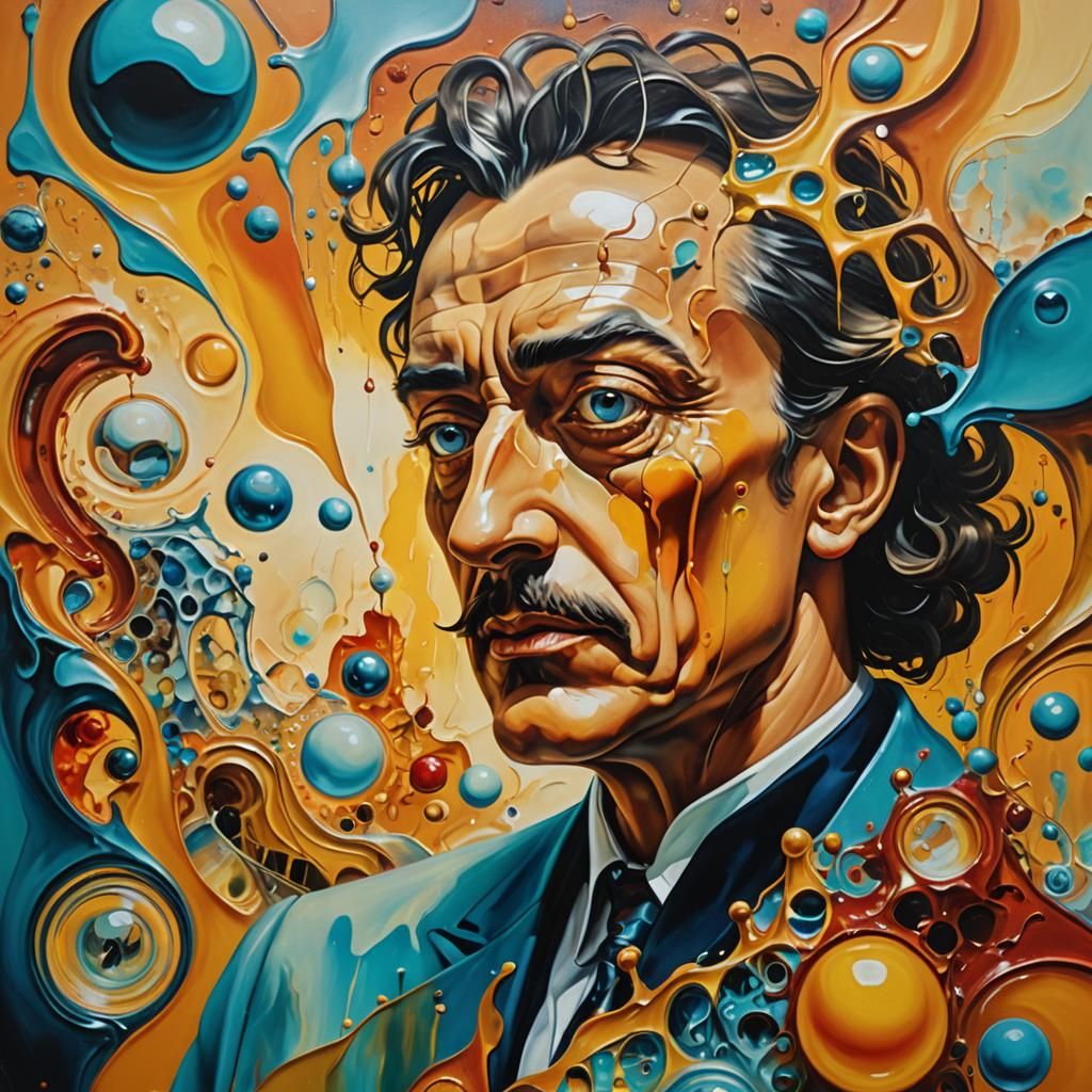 Surreal Figure Surrounded by Melting Objects