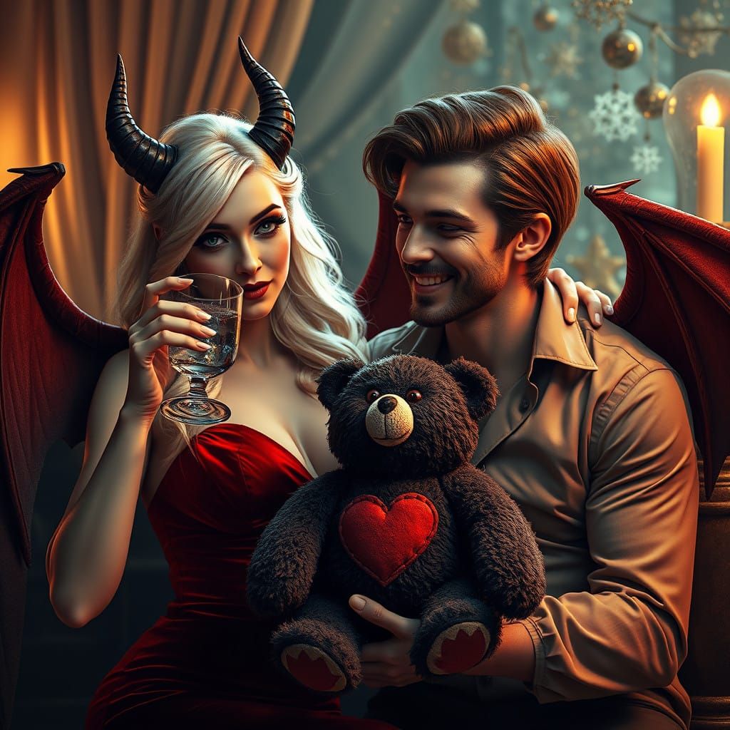 Sultry Blonde Siren in Red Velvet Celebrates Christmas with....