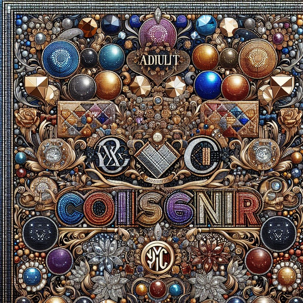 Rhinestone Art Coloring Book Concept: Luxury Fashion Logos