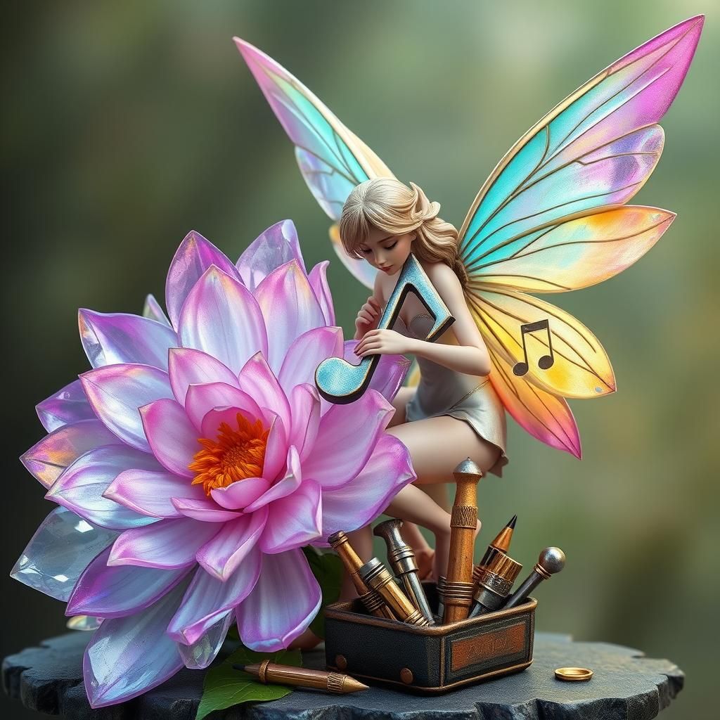 Fairy Repairs Crystal Flower with Musical Tools