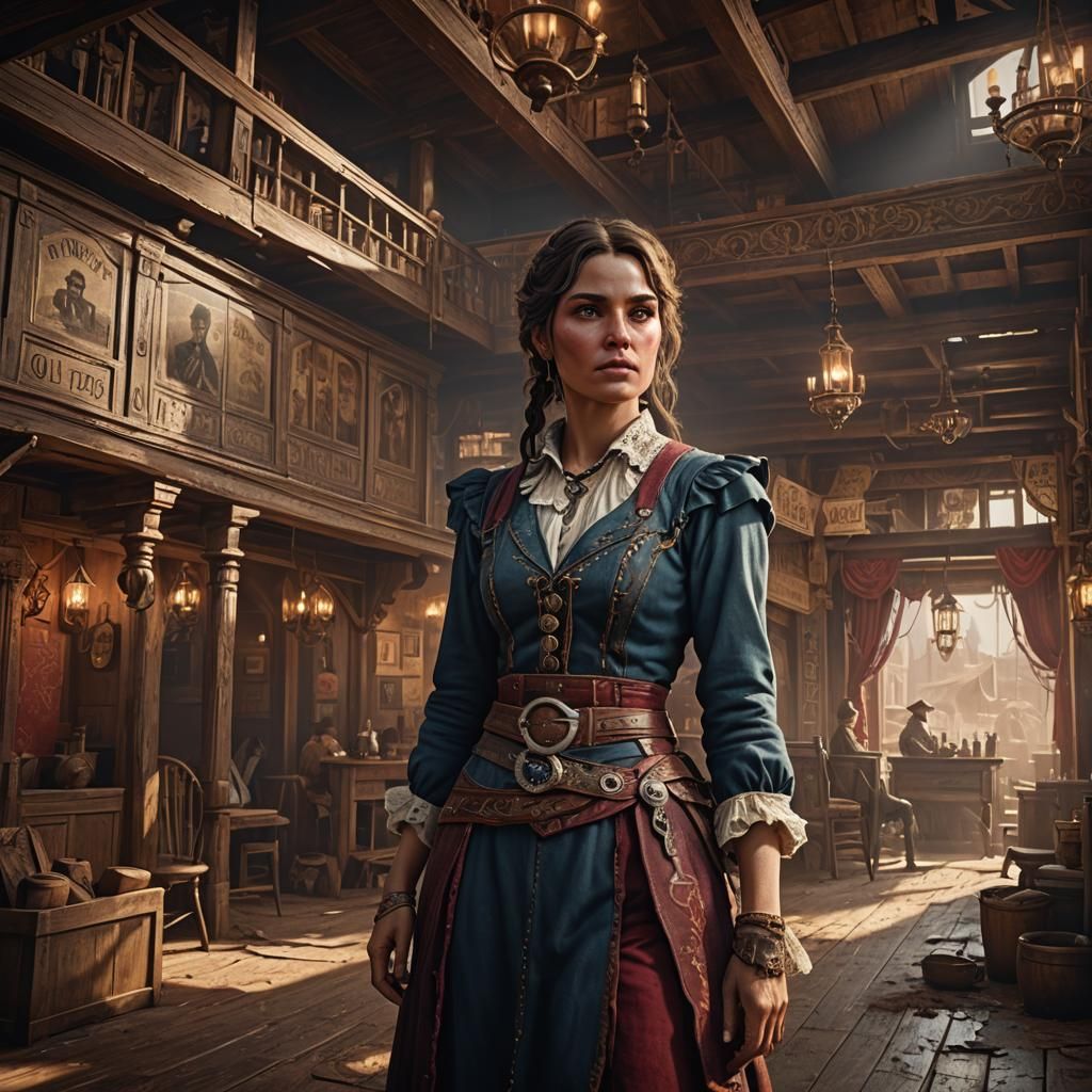 Old West Brothel Scene: Detailed Matte Painting