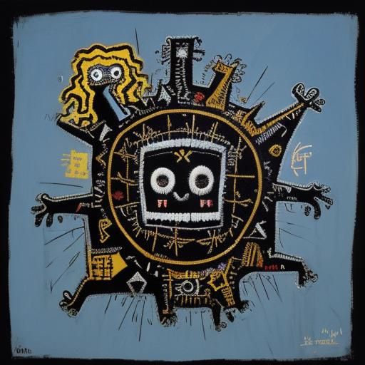 Space Invaders in Basquiat, Dali, and Haring Style