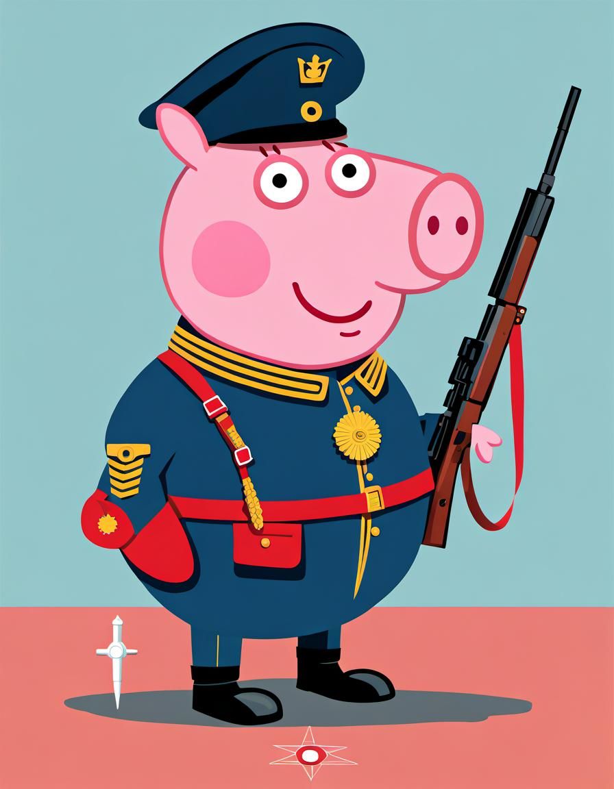 Peppa Pig as Royal Marine in Pop Art Style